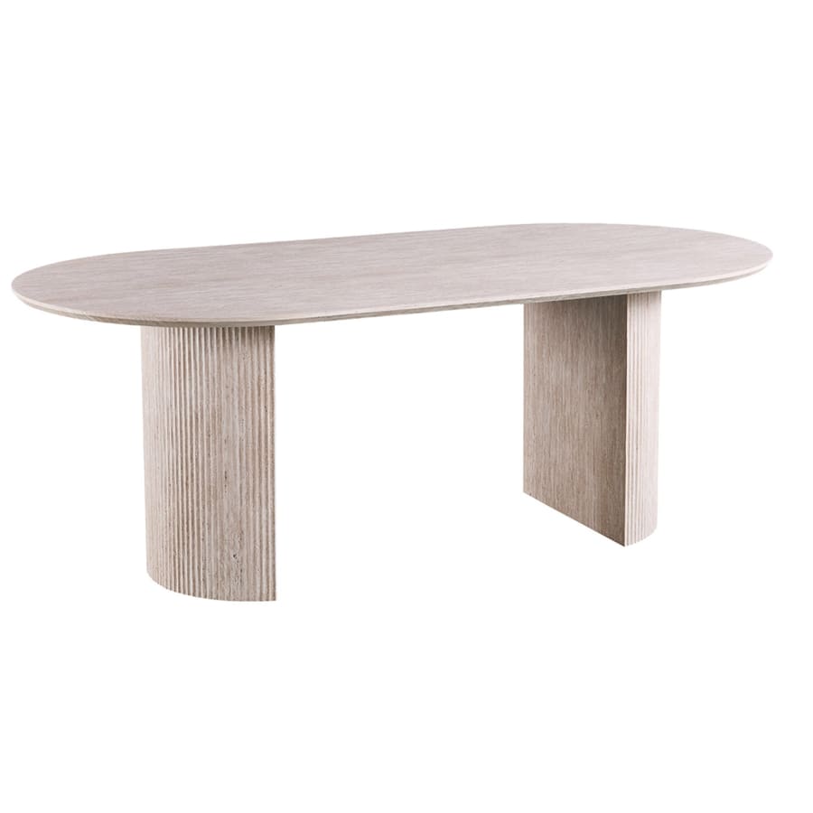 Table &agrave; manger ovale couleur travertin 220 cm